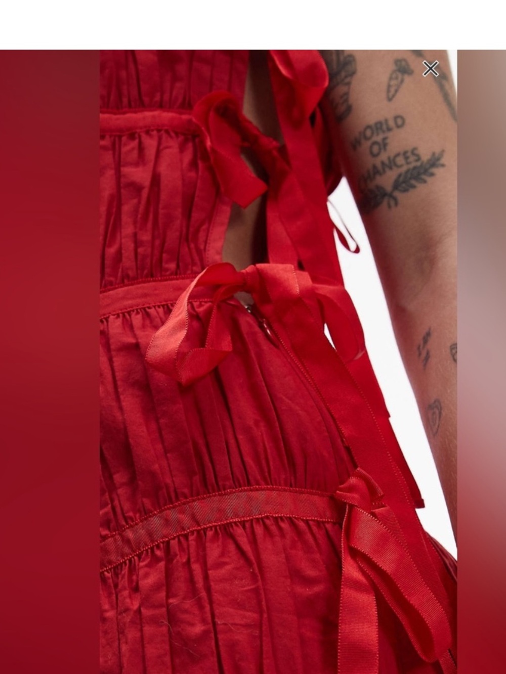 NWT Topshop Vibrant Red Ruched Panel Midi Maxi Dress with Tie Sides 8 - Picture 8 of 11